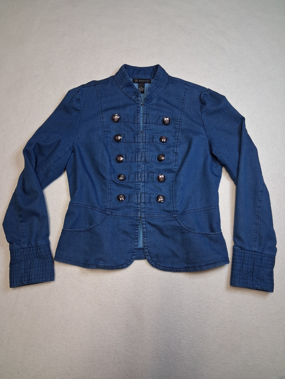INC International Concepts Blue Military-Style Denim Jacket